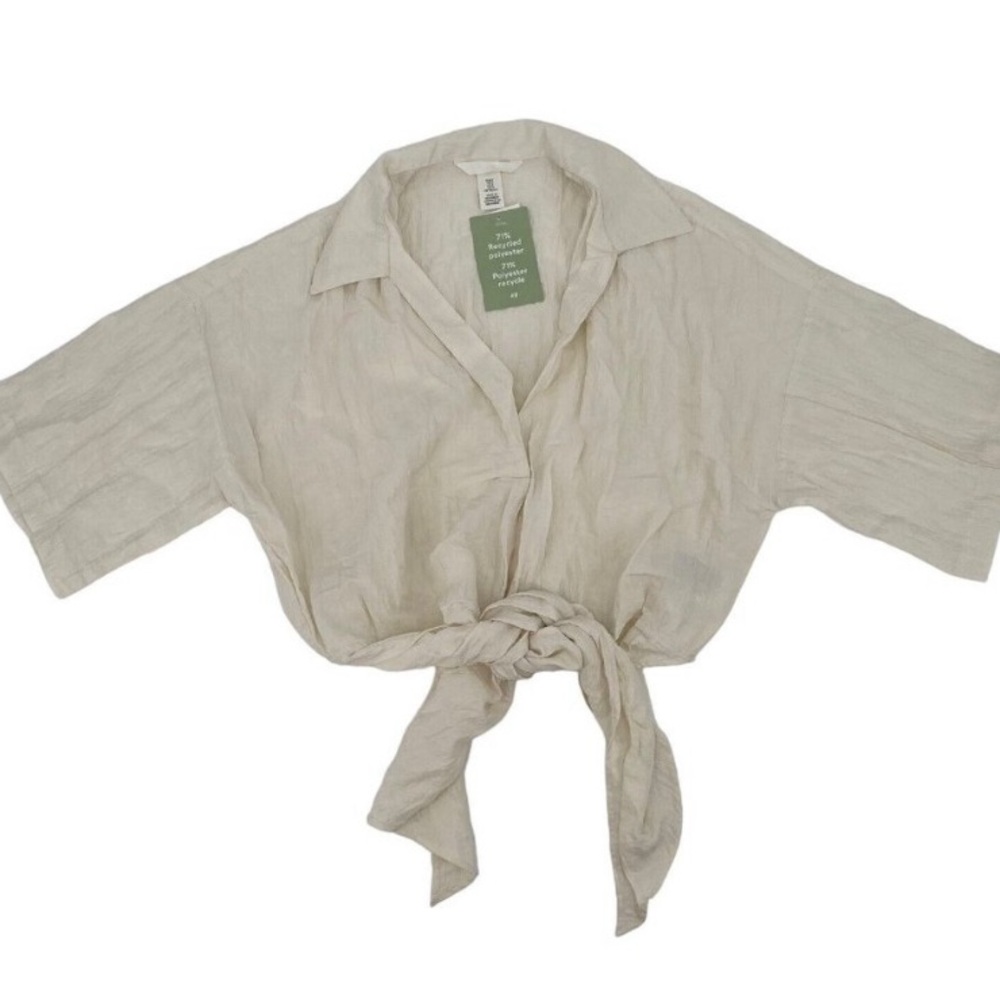 H&M Cropped Linen Knotted Top